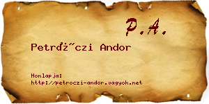 Petróczi Andor névjegykártya